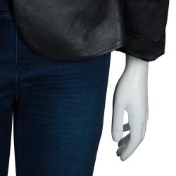 Pre Owned جاكيت أرماني كوليزيوني روز جلد أسود L