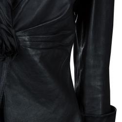 Pre Owned جاكيت أرماني كوليزيوني روز جلد أسود L