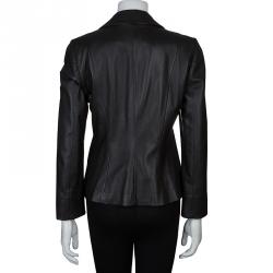 Pre Owned Armani Collezioni Brown Leather Jacket M