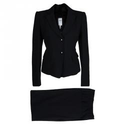 Armani Collezioni Black Wool Pant Suit M