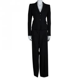 Armani Collezioni Black Wool Pant Suit M