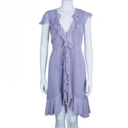 مملوكة مسبقًا Armani Collezioni Lilac Wrap Dress M