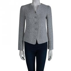 مملوكة مسبقًا جاكيت أرماني كوليزيوني رصاصي منقوش S