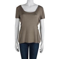 Pre Owned توب أرماني كوليزيوني أخضر زيتوني مكشكش XL