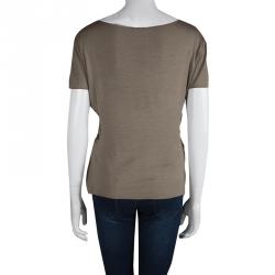 Pre Owned توب أرماني كوليزيوني أخضر زيتوني مكشكش XL