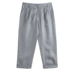 مملوكة مسبقًا Armani Collezioni Grey Linen Wide Leg Trousers L