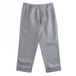 مملوكة مسبقًا Armani Collezioni Grey Linen Wide Leg Trousers L
