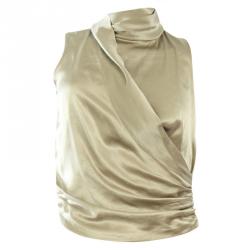 Pre Owned Armani Collezioni Beige Silk Wrap Top S