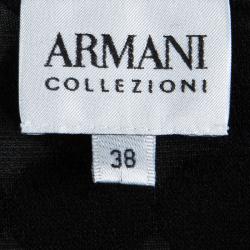 Pre Owned Armani Collezioni Black Velvet Burnout Detail Short Sleeve Top S