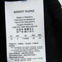 Pre Owned Armani Collezioni Black Velvet Burnout Detail Short Sleeve Top S