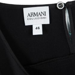 Pre Owned Armani Collezioni Black Ruffle Detail Long Sleeve Top L
