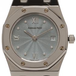 Audemars Piguet Blue Stainless Steel Royal Oak Women's Wristwatch 25MM