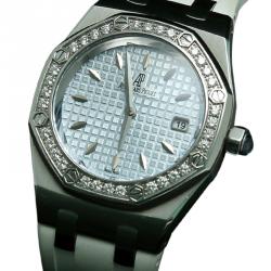 Audemars Piguet Silver Stainless Steel Diamond Royal Oak Women's Wristwatch 33MM