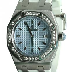 Audemars Piguet Silver Stainless Steel Diamond Royal Oak Women's Wristwatch 33MM