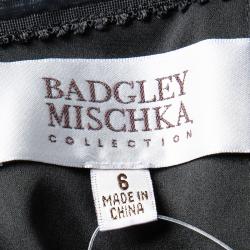 Badgley Mischka FW'14 Black Silk Embellished Evening Gown M
