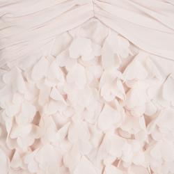 Badgley Mischka Blush Pink Chiffon Petal Applique Strapless Cocktail Dress M