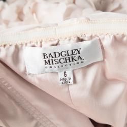 Badgley Mischka Blush Pink Chiffon Petal Applique Strapless Cocktail Dress M