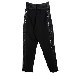 Badgley Mischka Black Embellished Detail High Waist Pants S