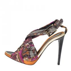 Baldinini Multicolor Floral Print Criss Cross Sandals Size 40