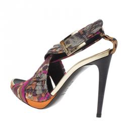 Baldinini Multicolor Floral Print Criss Cross Sandals Size 40