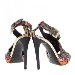 Baldinini Multicolor Floral Print Criss Cross Sandals Size 40