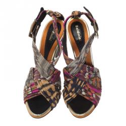 Baldinini Multicolor Floral Print Criss Cross Sandals Size 40