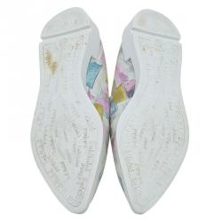 Baldinini Multicolor Abstract Print Leather Pointed Toe Slip On Sneakers Size 37