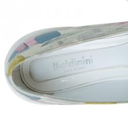 Baldinini Multicolor Abstract Print Leather Pointed Toe Slip On Sneakers Size 37