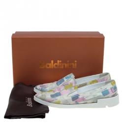 Baldinini Multicolor Abstract Print Leather Pointed Toe Slip On Sneakers Size 37