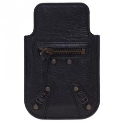 Pre Owned Balenciaga Black Leather Arena iPhone Case