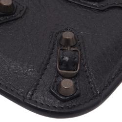 Pre Owned Balenciaga Black Leather Arena iPhone Case