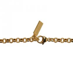 Pre Owned Balenciaga Continuity Bow Round Pendant Gold Tone Necklace