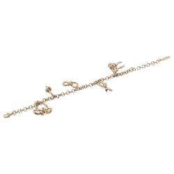 Pre Owned Balenciaga Bow Charm Gold Tone Bracelet