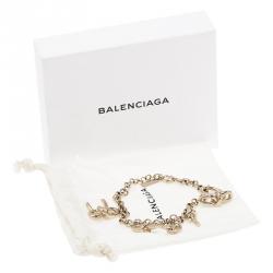 Pre Owned Balenciaga Bow Charm Gold Tone Bracelet