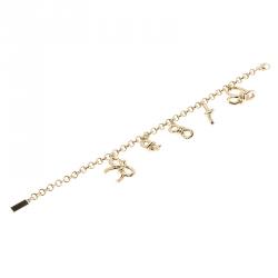 Pre Owned Balenciaga Bow Charm Gold Tone Bracelet