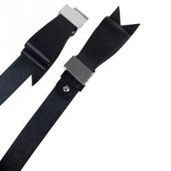 Pre Owned Balenciaga Black Leather Multi Bow Waist Belt Size 80 CM