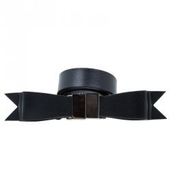 Pre Owned Balenciaga Black Leather Multi Bow Waist Belt Size 80 CM