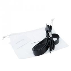 Pre Owned Balenciaga Black Leather Multi Bow Waist Belt Size 80 CM