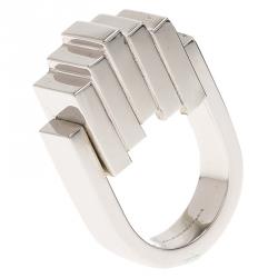 Balenciaga Squares Silver Tone Ring Size 56