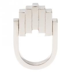 Balenciaga Squares Silver Tone Ring Size 56