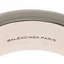 Balenciaga Squares Silver Tone Ring Size 56