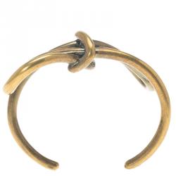 Pre Owned Balenciaga Bow Boucle Gold Tone Cuff Bracelet Size M