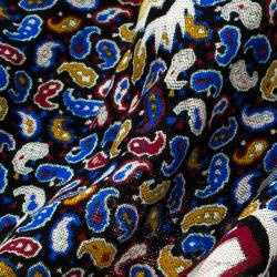 Balenciaga Multicolor Paisley Printed Silk and Wool Square Fringe Scarf