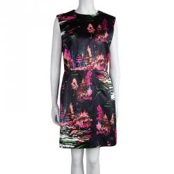 Pre Owned Balenciaga Multicolor Printed Landscape City Sleeveless Dress L