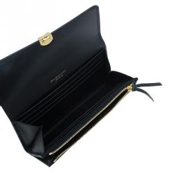 Pre Owned Balenciaga Black Leather Padlock Flap Wallet 