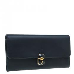Pre Owned Balenciaga Black Leather Padlock Flap Wallet 