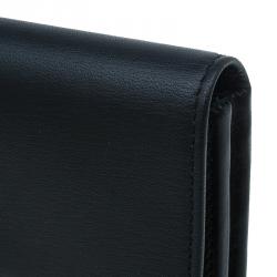 Pre Owned Balenciaga Black Leather Padlock Flap Wallet 