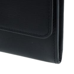Pre Owned Balenciaga Black Leather Padlock Flap Wallet 