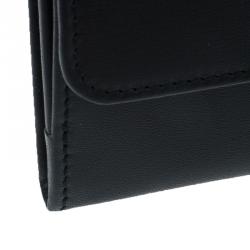 Pre Owned Balenciaga Black Leather Padlock Flap Wallet 