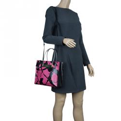 مملوكة مسبقًا Balenciaga Pink/Black Spalsh Python Mini Cable Shopper Tote